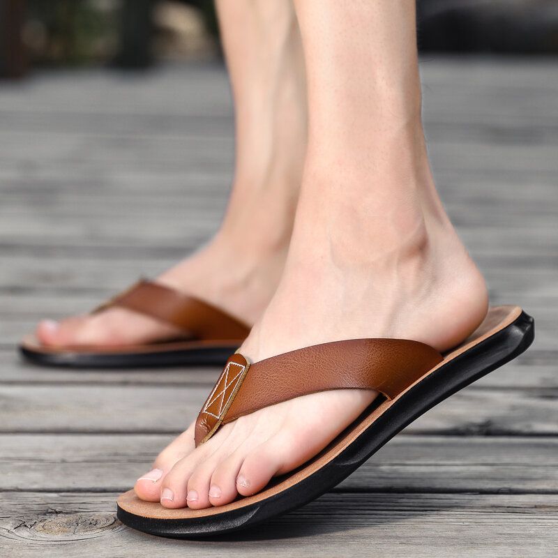 Männer Mikrofaser Weiche Sohle Rutschfeste Bequeme Solide Flip-flops