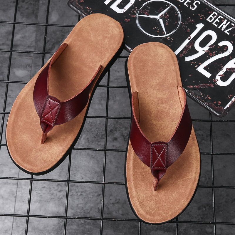 Männer Mikrofaser Weiche Sohle Rutschfeste Bequeme Solide Flip-flops