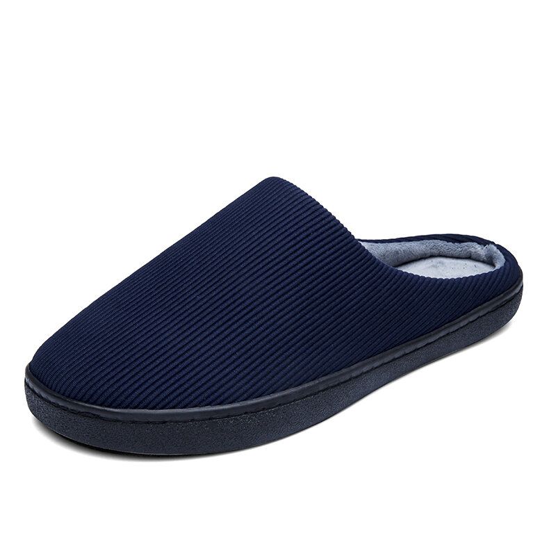 Reine Farbe Runde Zehen Rutschfest Warme Slip-on-hausschuhe Aus Baumwolle