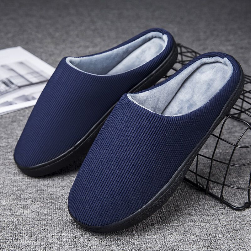 Reine Farbe Runde Zehen Rutschfest Warme Slip-on-hausschuhe Aus Baumwolle