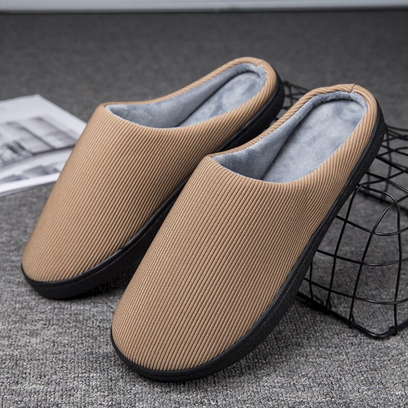 Reine Farbe Runde Zehen Rutschfest Warme Slip-on-hausschuhe Aus Baumwolle