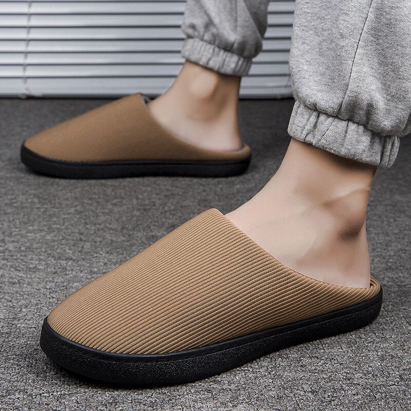 Reine Farbe Runde Zehen Rutschfest Warme Slip-on-hausschuhe Aus Baumwolle