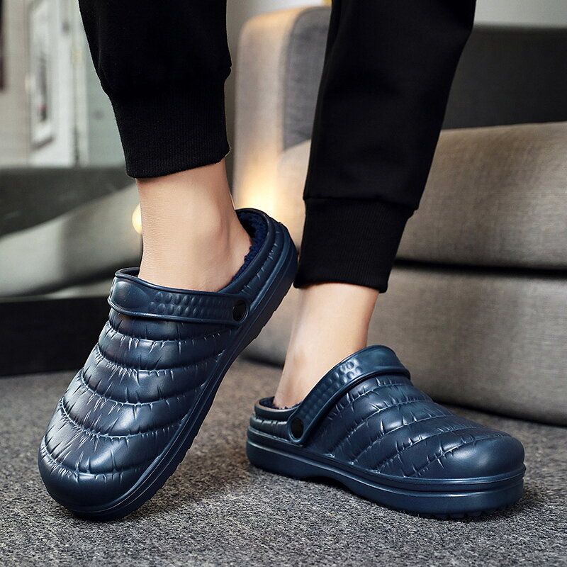 Wasserdichte Stoffplüsch-warm Gefütterte Bequeme Slip-on-hausschuhe Für Herren