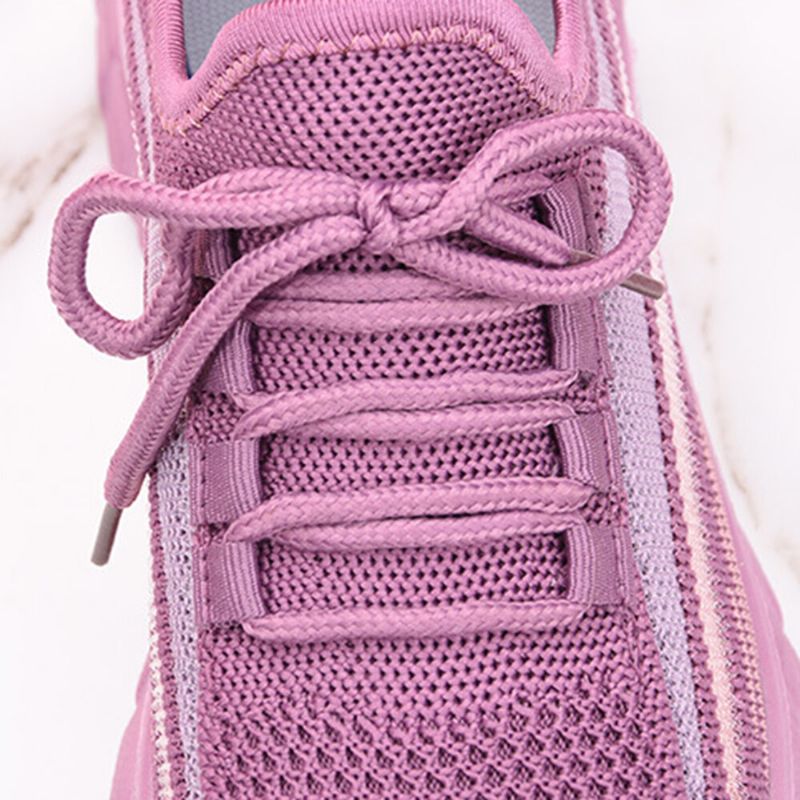 Atmungsaktive Rutschfeste Lässige Sneakers Mit Gestricktem Streifendetail Für Damen