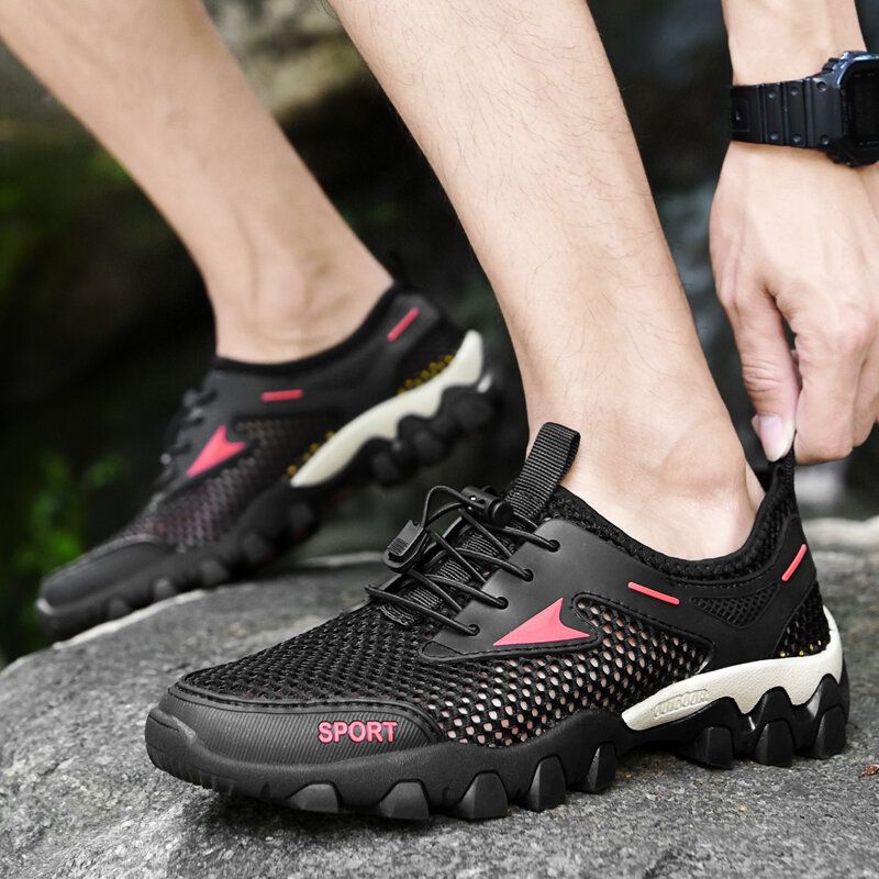 Atmungsaktives Mesh-gewebe Für Herren Elastisches Band Lässige Rutschfeste Wandersportschuhe