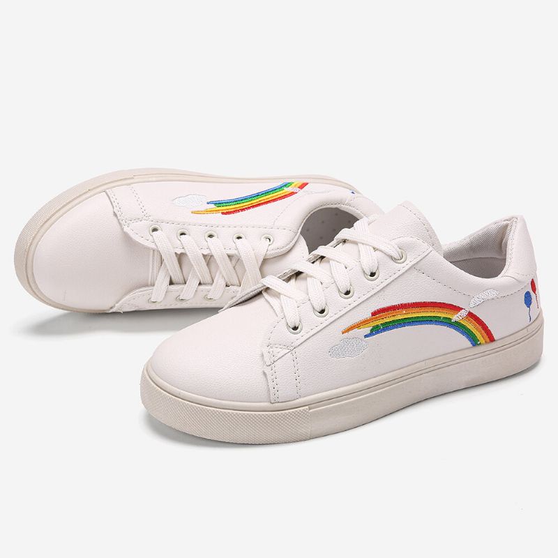 Bequeme Tragbare Legere Und Flache Turnschuhe Für Damen In Regenbogenfarben