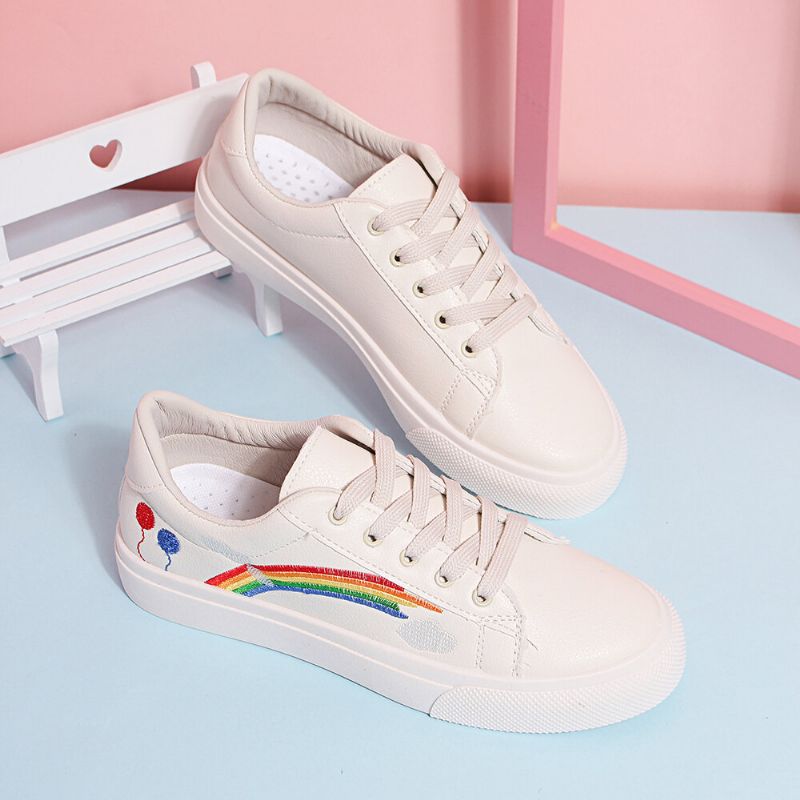 Bequeme Tragbare Legere Und Flache Turnschuhe Für Damen In Regenbogenfarben