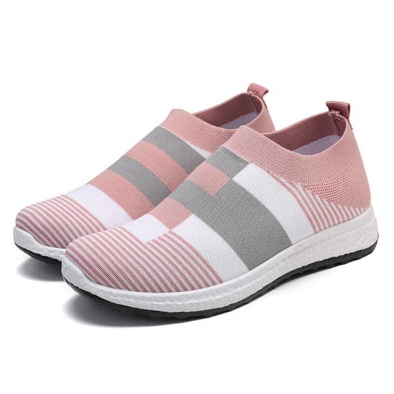 Damen Casual Light Mesh Color Stitching Slip On Sneakers