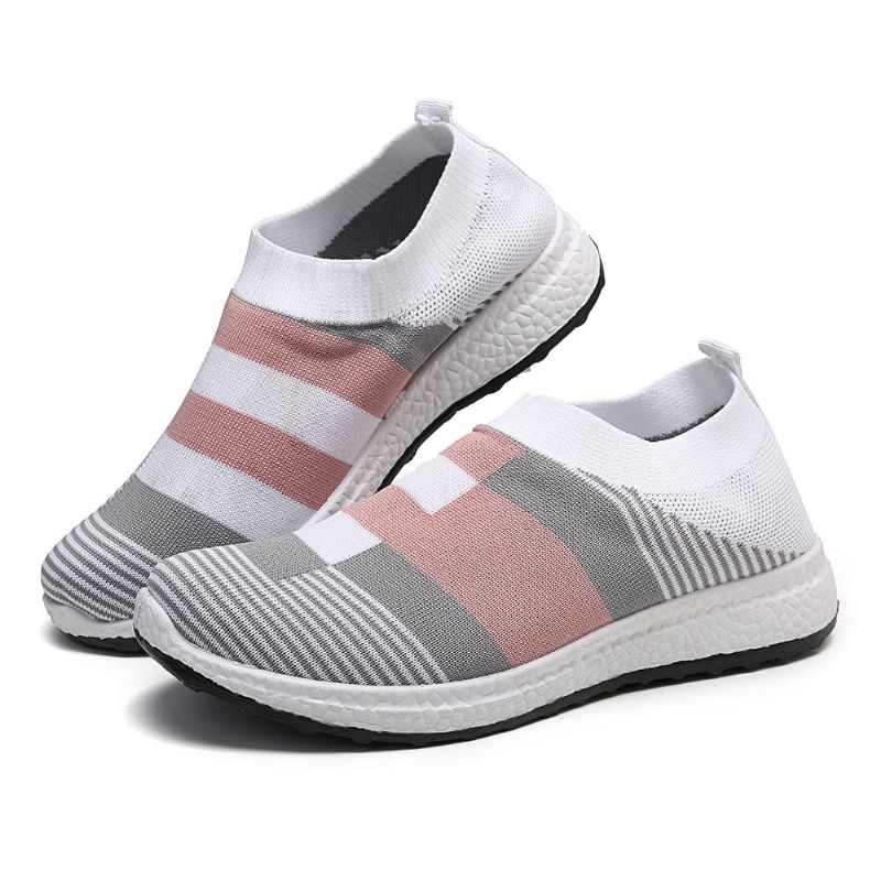 Damen Casual Light Mesh Color Stitching Slip On Sneakers