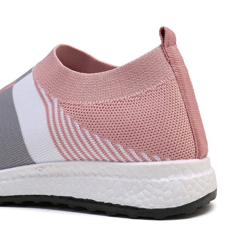 Damen Casual Light Mesh Color Stitching Slip On Sneakers