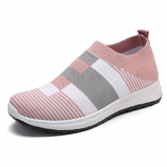 Damen Casual Light Mesh Color Stitching Slip On Sneakers