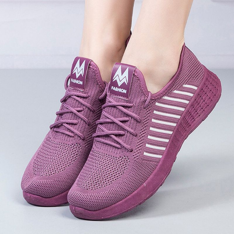 Damen-farbblock-mesh-schnür-sport-beiläufige Flache Schuhe