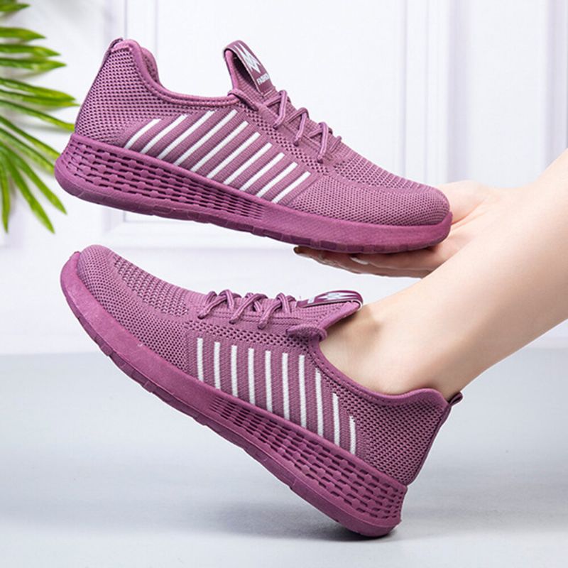 Damen-farbblock-mesh-schnür-sport-beiläufige Flache Schuhe