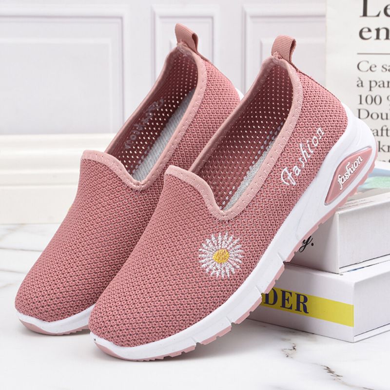 Damen Gänseblümchen-dekor Bequeme Atmungsaktive Lässige Slip-on-sneakers