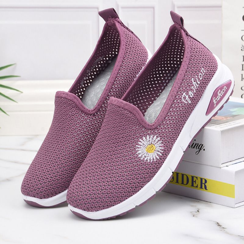 Damen Gänseblümchen-dekor Bequeme Atmungsaktive Lässige Slip-on-sneakers