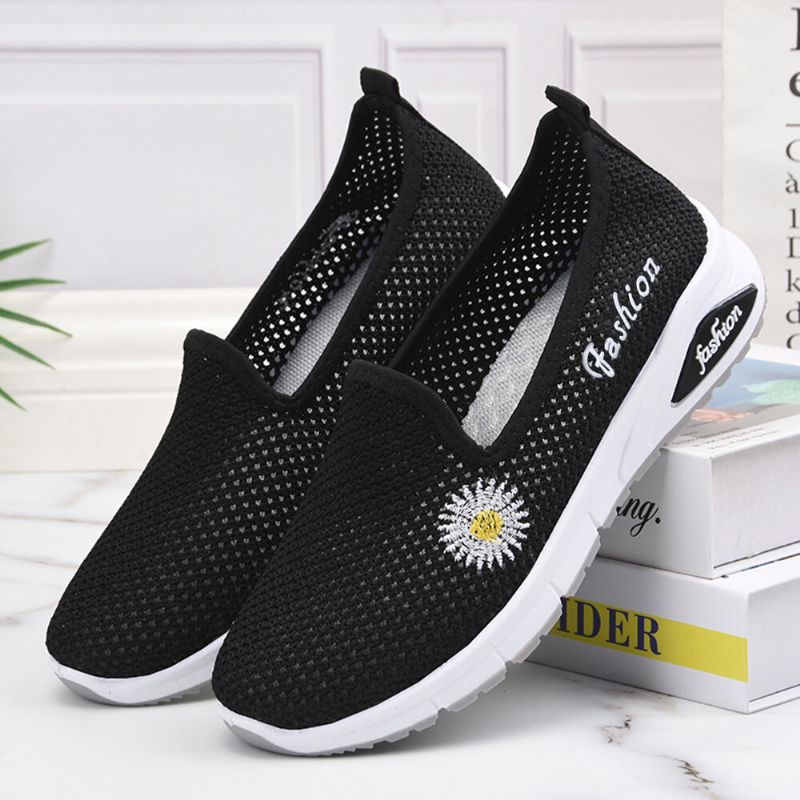 Damen Gänseblümchen-dekor Bequeme Atmungsaktive Lässige Slip-on-sneakers