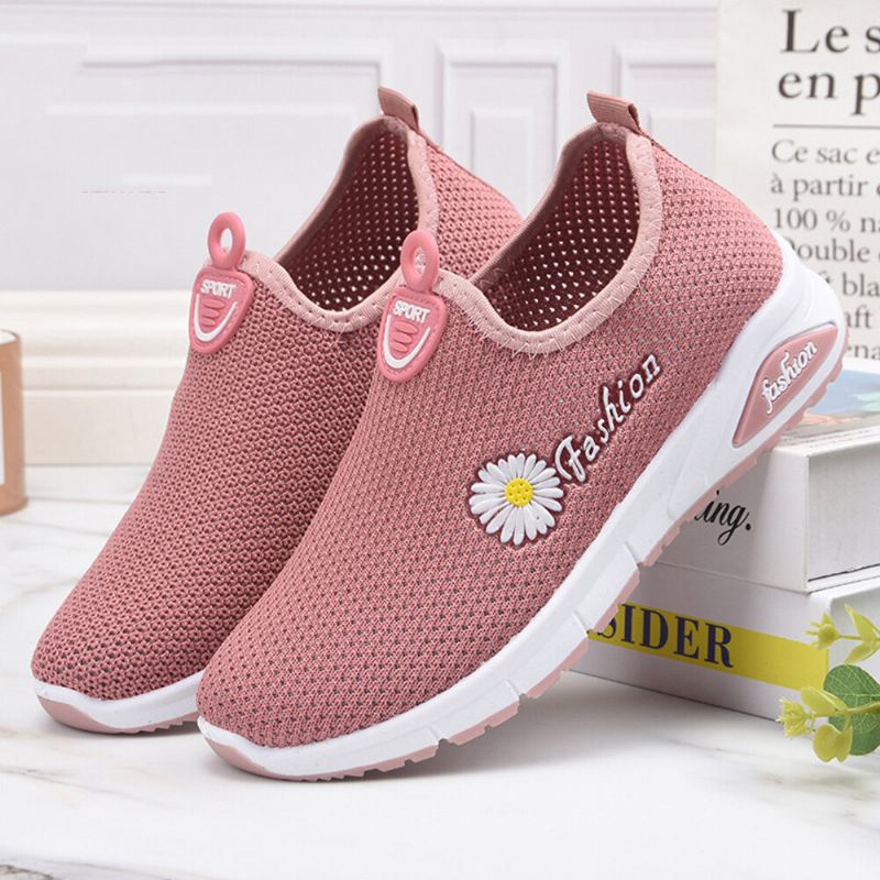 Damen Gänseblümchen-dekor Bequeme Atmungsaktive Lässige Slip-on-sneakers