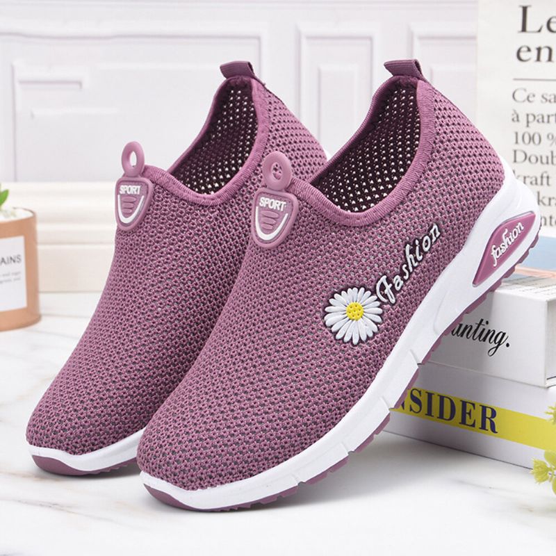 Damen Gänseblümchen-dekor Bequeme Atmungsaktive Lässige Slip-on-sneakers