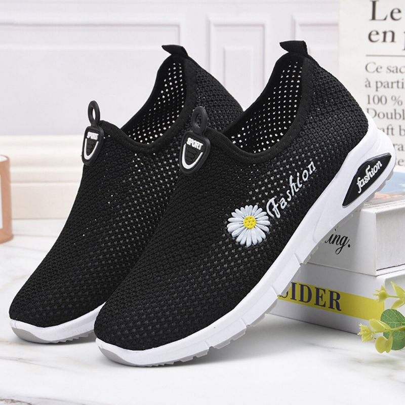 Damen Gänseblümchen-dekor Bequeme Atmungsaktive Lässige Slip-on-sneakers