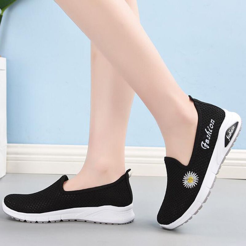 Damen Gänseblümchen-dekor Bequeme Atmungsaktive Lässige Slip-on-sneakers