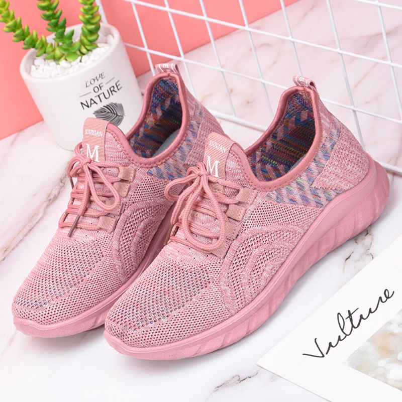 Damen Mesh Outdoor Lace Up Walking Sportschuhe