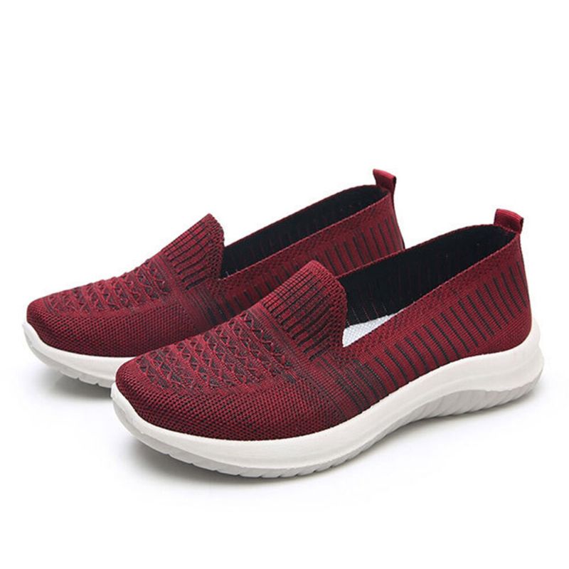 Damen-mesh-slip-on-sportschuhe Mit Weicher Sohle Und Lässigen Flachen Schuhen