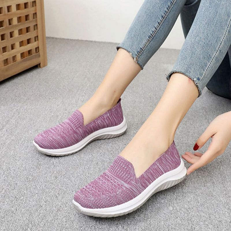 Damen-mesh-slip-on-sportschuhe Mit Weicher Sohle Und Lässigen Flachen Schuhen