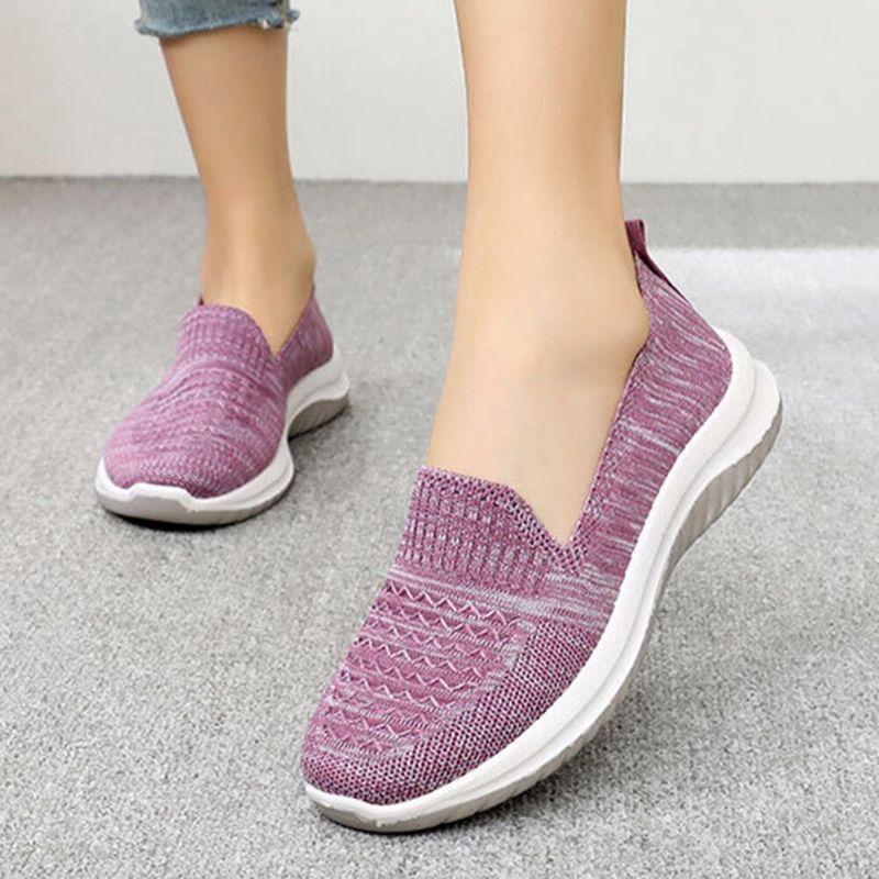 Damen-mesh-slip-on-sportschuhe Mit Weicher Sohle Und Lässigen Flachen Schuhen