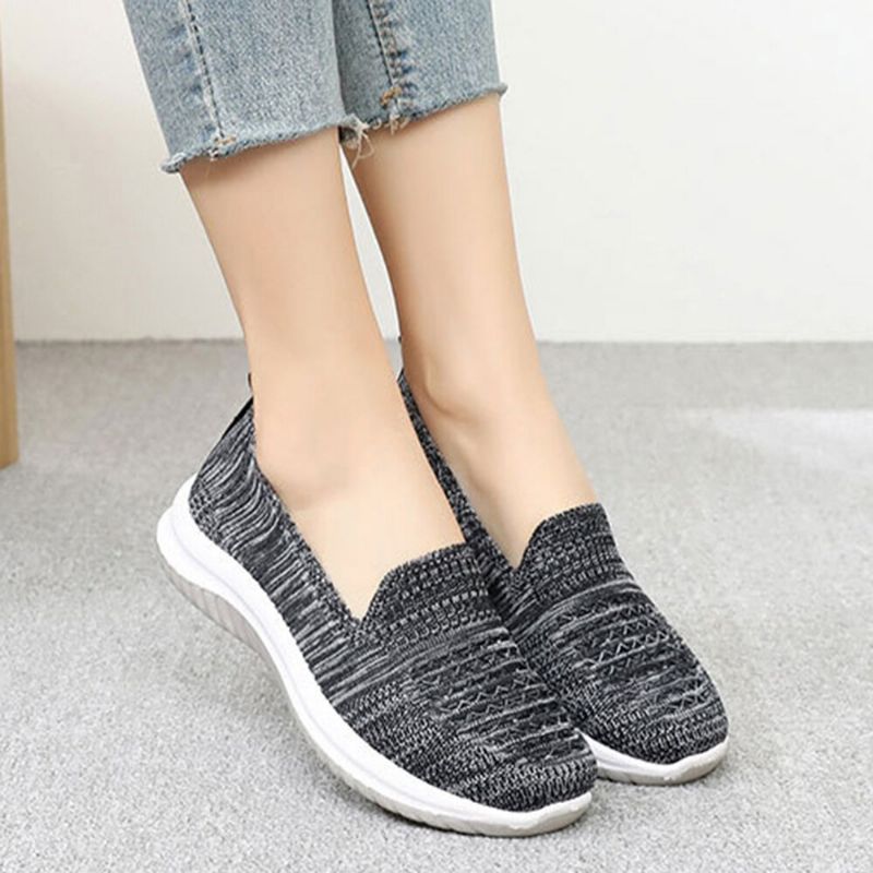 Damen-mesh-slip-on-sportschuhe Mit Weicher Sohle Und Lässigen Flachen Schuhen