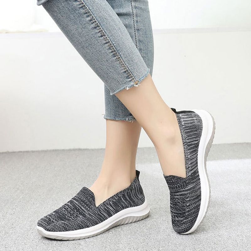 Damen-mesh-slip-on-sportschuhe Mit Weicher Sohle Und Lässigen Flachen Schuhen