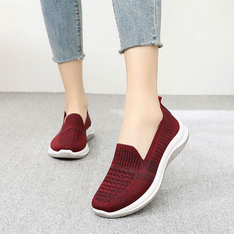 Damen-mesh-slip-on-sportschuhe Mit Weicher Sohle Und Lässigen Flachen Schuhen