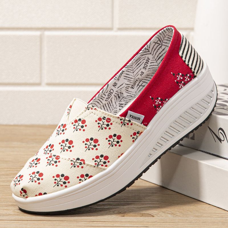 Dots Tree Bedrucktes Muster Bequeme Wanderschuhe Aus Segeltuch Mit Rocker-sohle Für Damen