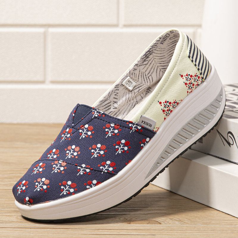 Dots Tree Bedrucktes Muster Bequeme Wanderschuhe Aus Segeltuch Mit Rocker-sohle Für Damen