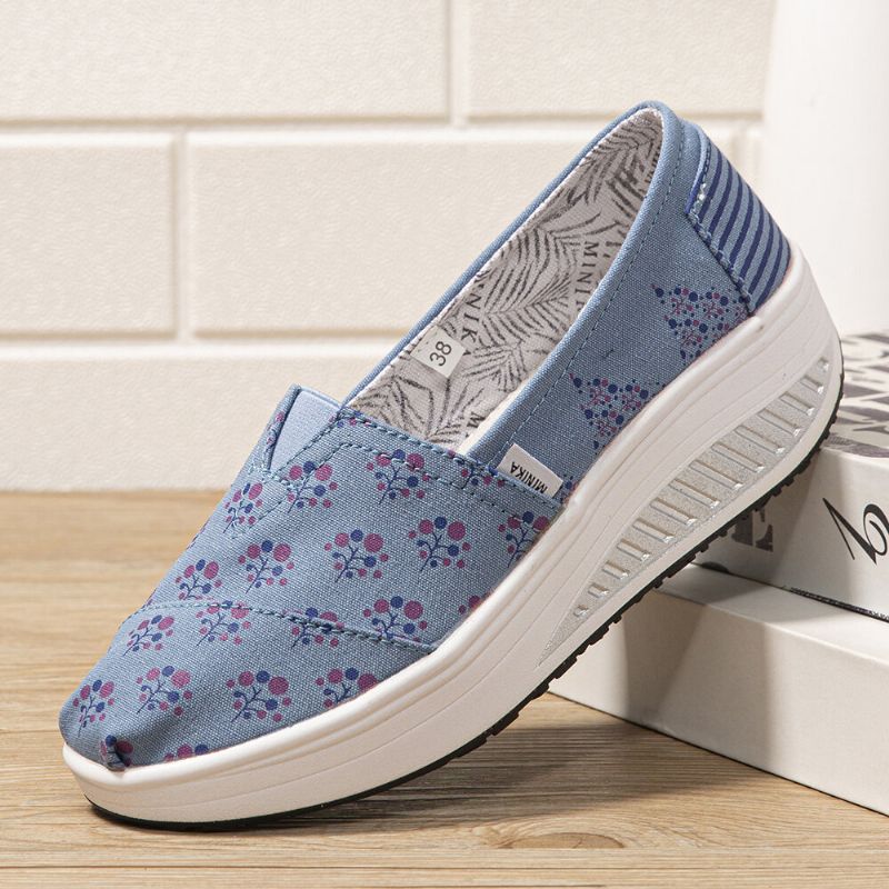 Dots Tree Bedrucktes Muster Bequeme Wanderschuhe Aus Segeltuch Mit Rocker-sohle Für Damen