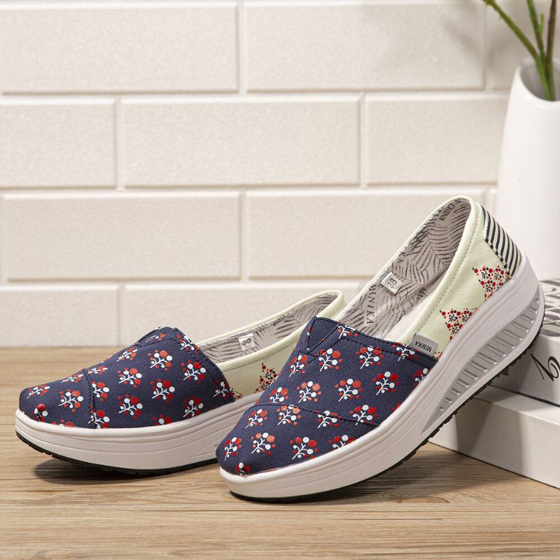 Dots Tree Bedrucktes Muster Bequeme Wanderschuhe Aus Segeltuch Mit Rocker-sohle Für Damen