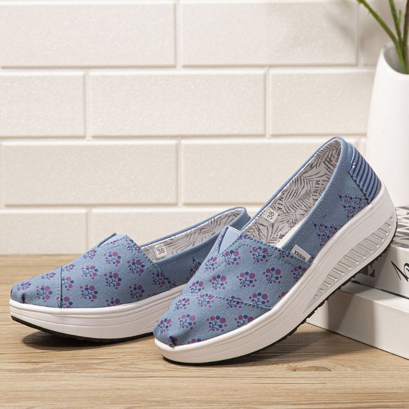 Dots Tree Bedrucktes Muster Bequeme Wanderschuhe Aus Segeltuch Mit Rocker-sohle Für Damen