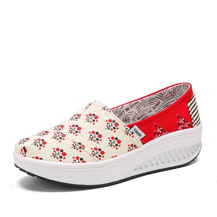 Dots Tree Bedrucktes Muster Bequeme Wanderschuhe Aus Segeltuch Mit Rocker-sohle Für Damen