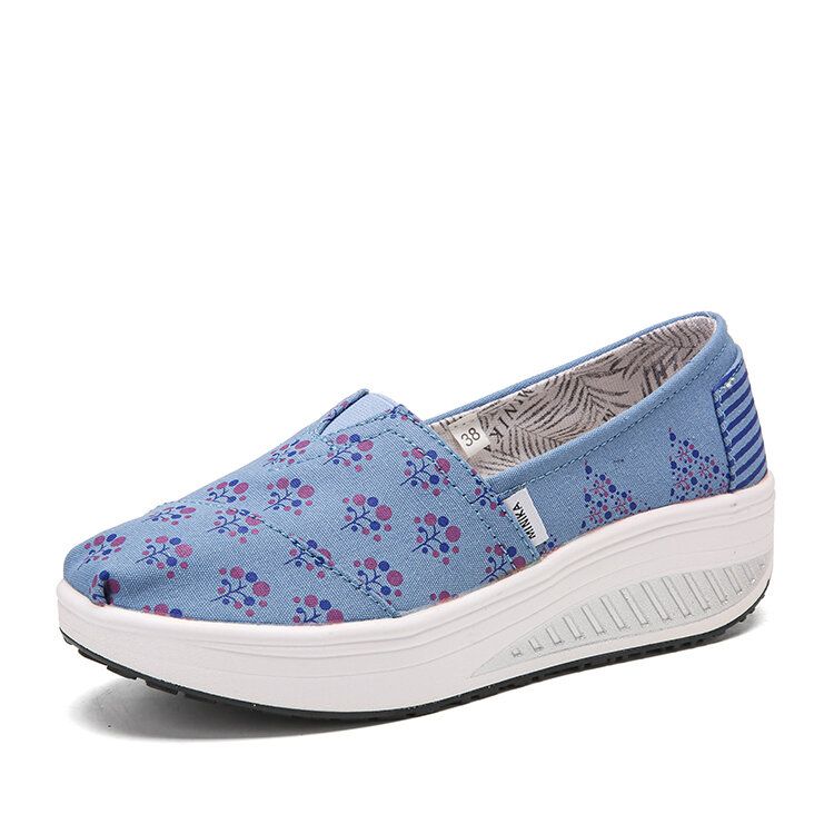 Dots Tree Bedrucktes Muster Bequeme Wanderschuhe Aus Segeltuch Mit Rocker-sohle Für Damen