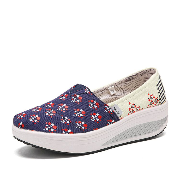 Dots Tree Bedrucktes Muster Bequeme Wanderschuhe Aus Segeltuch Mit Rocker-sohle Für Damen