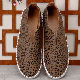 Frauen Animal Printing Hohle Atmungsaktive Slip-on Lässige Flache Schuhe