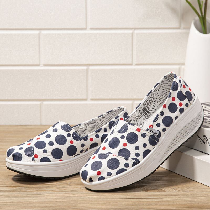 Frauen Casual Print Cartoon Rocker Sole Slip-on Wanderschuhe