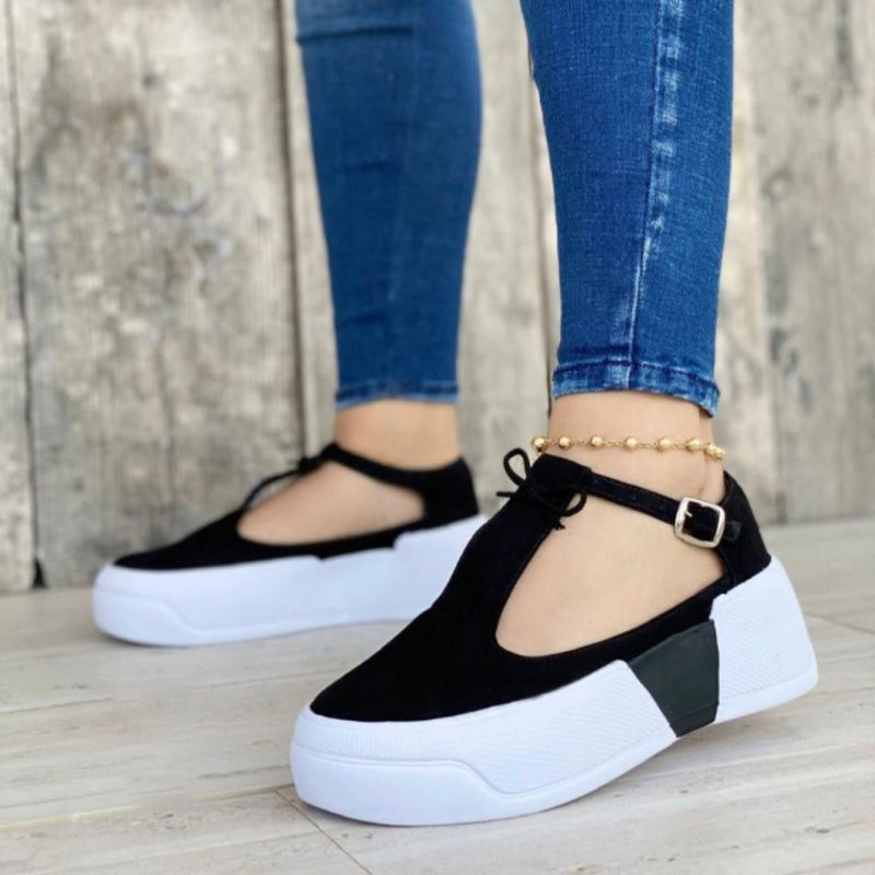 Große Damen Casual Fashion Hasp Comfy Plateau Sneakers