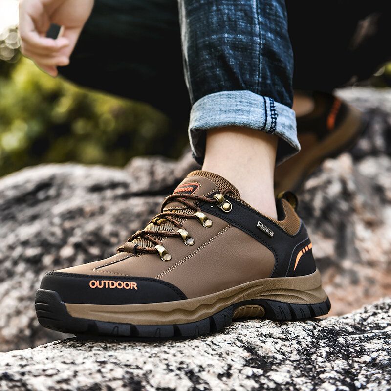 Herren-leder Mit Weicher Sohle Bequem Verschleißfest Zum Schnüren Für Outdoor-kletterschuhe Lässige Sport-wanderschuhe