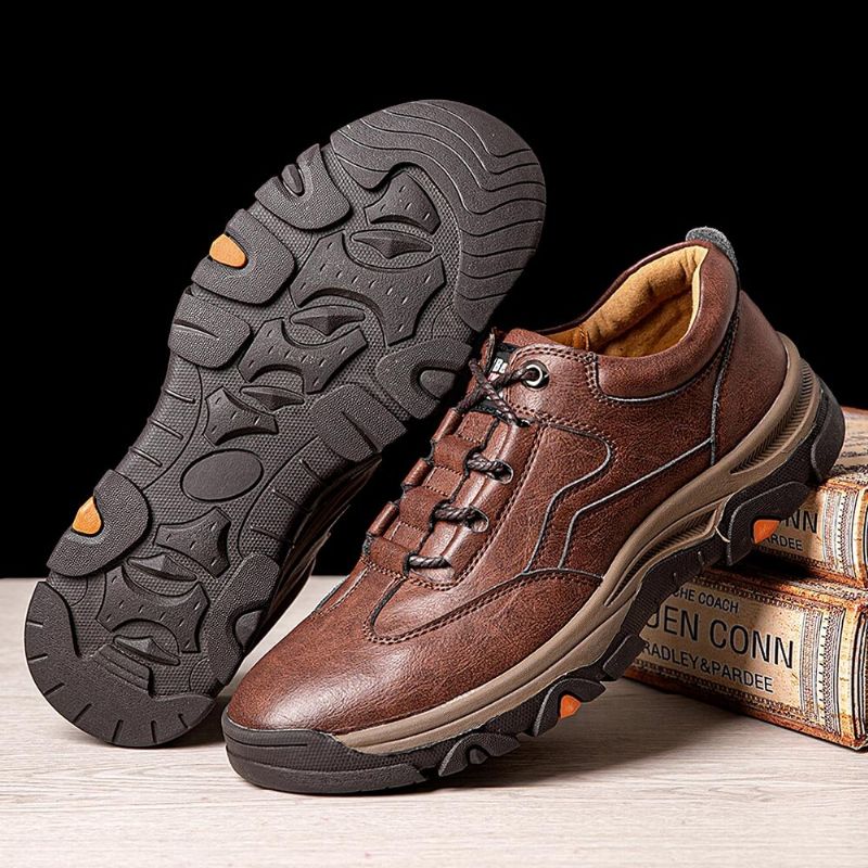 Herren-mikrofaser-leder Rutschfeste Weiche Sohle Zum Schnüren Outdoor-laufschuhe