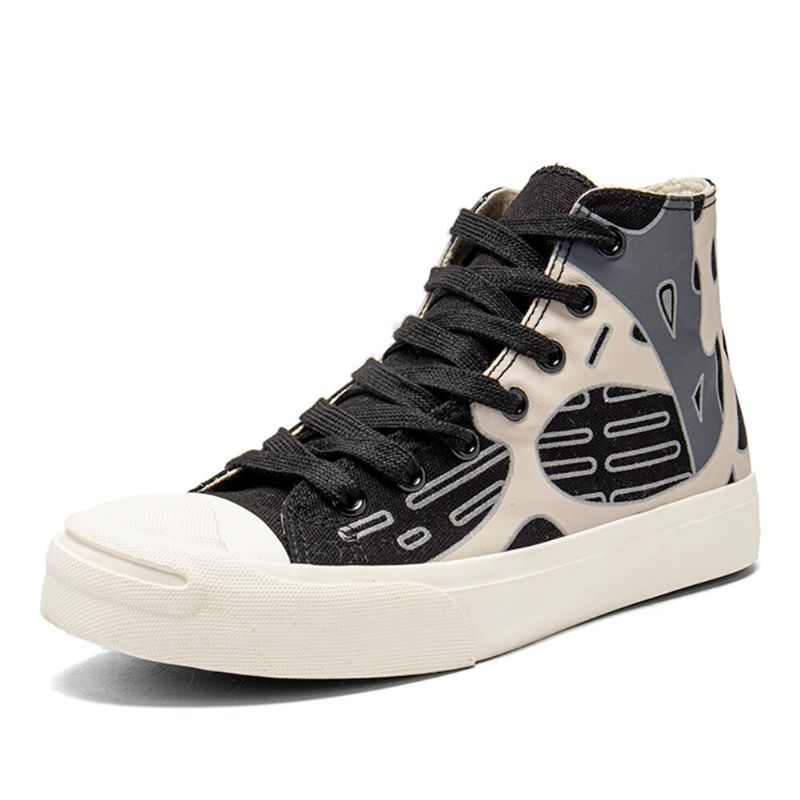 High-tops Mit Graffiti-schnürung Für Damen Schicker Canvas-turnschuh