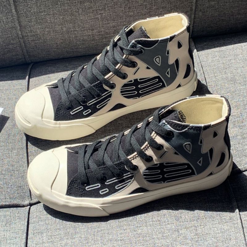 High-tops Mit Graffiti-schnürung Für Damen Schicker Canvas-turnschuh