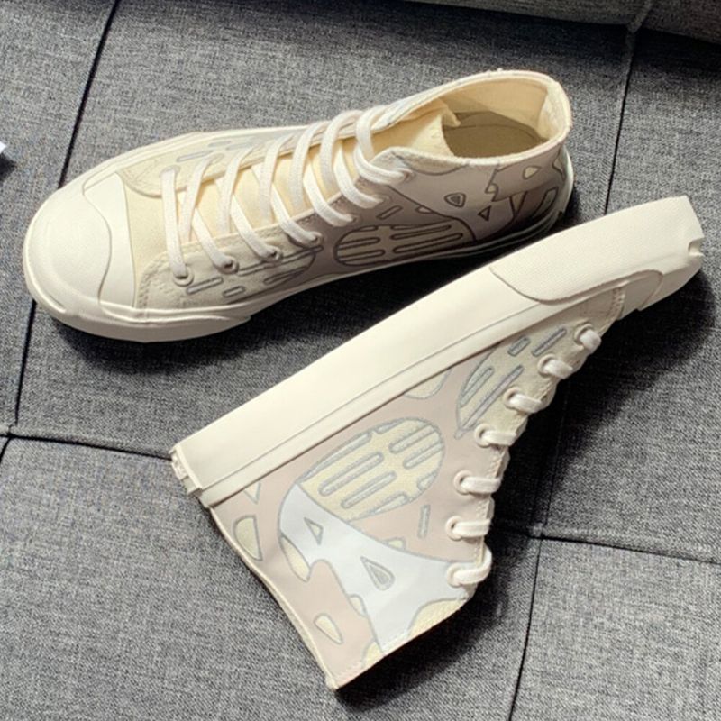 High-tops Mit Graffiti-schnürung Für Damen Schicker Canvas-turnschuh