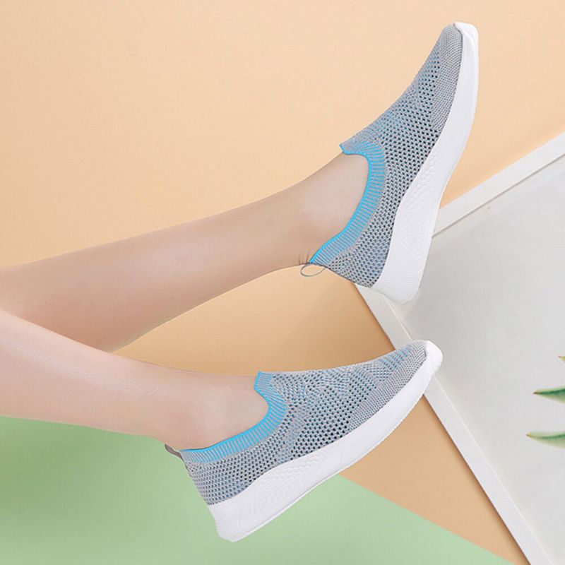 Lässige Atmungsaktive Rutschfeste Slip-on-sneaker Aus Mesh-stoff Für Damen