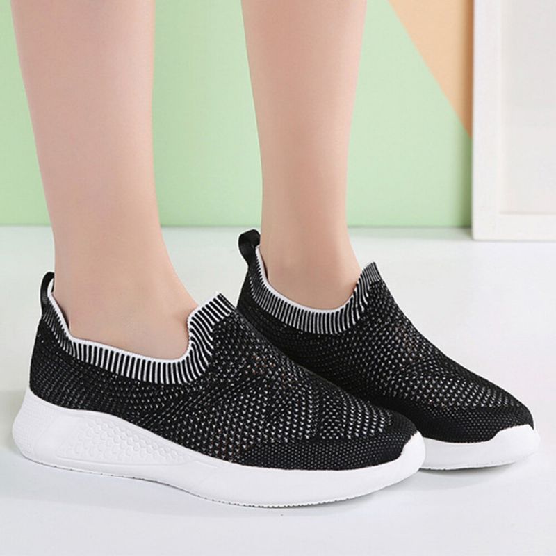 Lässige Atmungsaktive Rutschfeste Slip-on-sneaker Aus Mesh-stoff Für Damen