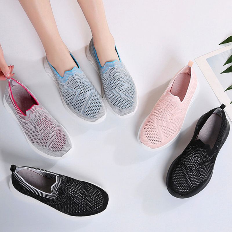 Lässige Atmungsaktive Rutschfeste Slip-on-sneaker Aus Mesh-stoff Für Damen